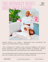 Advertisement for an intimacy coaching program with TOUCHY/FEELY intimacy card game creator Candace Johnson sitting on a couch.